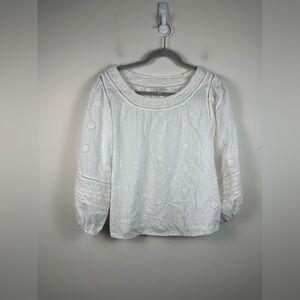 Pilcro White Eyelet Blouse Size Size Small Cottage Core Lace Detail